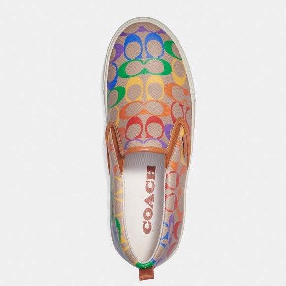 🌈 Coach Skate Slip On Sneaker In Rainbow Signature Canvas *Special Edition* - Picture 4 of 13